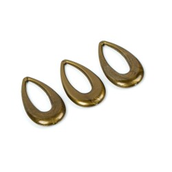4 Adet - 44 mm Damla Desenli Metalize Uç, Antik Sarı Renk Metalize Boncuk - 4