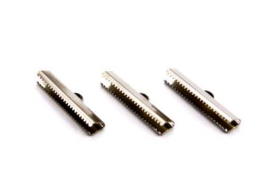 4 Adet - 6x30 mm Dişli Bağlantı Aparatı, Timsah Kapama, Kulplu Dişli Sıkıştırma, Kolye ve Bileklik Kapama, Nikel Kaplama - 3