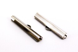 4 Adet - 6x40 mm Dişli Bağlantı Aparatı, Timsah Kapama, Kulplu Dişli Sıkıştırma, Kolye ve Bileklik Kapama, Nikel Kaplama - 2