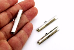 4 Adet - 6x40 mm Dişli Bağlantı Aparatı, Timsah Kapama, Kulplu Dişli Sıkıştırma, Kolye ve Bileklik Kapama, Nikel Kaplama - 3
