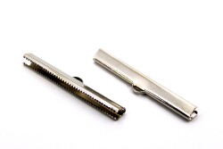 4 Adet - 6x50 mm Dişli Bağlantı Aparatı, Timsah Kapama, Kulplu Dişli Sıkıştırma, Kolye ve Bileklik Kapama, Nikel Kaplama - 1