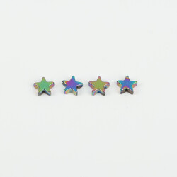 4 Adet - 7 mm, Yıldız Desenli Metal Uç, Ortadan Delik Zamak Ara Parça, Janjanlı Hematit Renk, 1. Kalite - 5