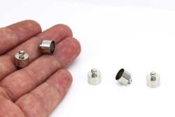 4 Adet - 9x10 mm Kapsül Bağlantı Aparatı, Yuvalı Yapıştırma Bağlantı Aparatı, Nikel Kaplama Pirinç (Delik Çapı : 8.40 mm) - 2