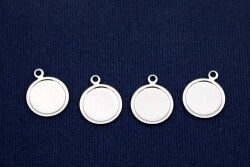 5 Adet - 13 Mm Yuvarlak Kulplu Pul, Takı Malzemesi, Metal Pul, Nikel Kaplama, Pirinç #1603n - YF Hobi