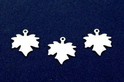 5 Adet- 15x17 Mm Çınar Yağrağı Desenli Pul, Takı Malzemesi, Metal Pul, Nikel Kaplama, Pirinç #1246n - 1