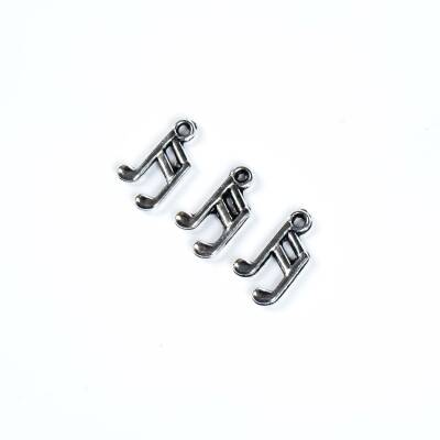 5 Adet - 16 mm Müzik Nota Anahtarı Desenli Metal Uç, Takı Malzemesi, Boyalı Gümüş Kaplama - 3