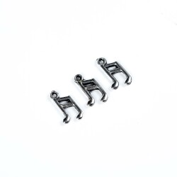 5 Adet - 16 mm Müzik Nota Anahtarı Desenli Metal Uç, Takı Malzemesi, Boyalı Gümüş Kaplama - 4