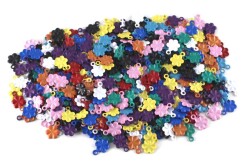 5 Gram - 10x7 Mm Çiçek Desenli Renkli Metal Pul, Takı Malzemesi, Pirinç Pul, (33-35 Adet Civarı) - 1