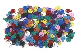 5 gram - 7 mm Gülenyüz Desenli Renkli Metal Pul, Takı Malzemesi, Pirinç Pul, - 1
