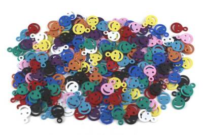 5 gram - 7 mm Gülenyüz Desenli Renkli Metal Pul, Takı Malzemesi, Pirinç Pul, - 1