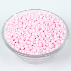 50 Gram, Büyük Boy Kum Boncuğu, 4 mm, Takı Yapım Boncuğu, Açık Pembe Renk, B45 - 2