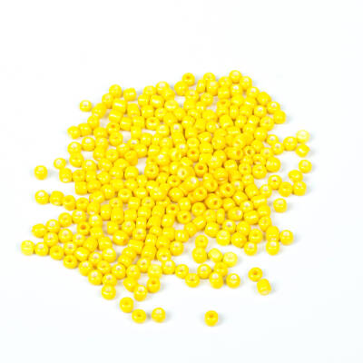 50 Gram, Büyük Boy Kum Boncuğu, 4 mm, Takı Yapım Boncuğu, Sarı Renk, B44 - 3