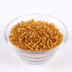50 Gram, Büyük Boy Kum Boncuğu, 4 mm, Takı Yapım Boncuğu, Şeffaf Açık Kahve Renk, B04 - 2