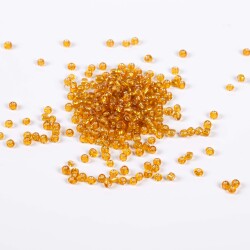 50 Gram, Büyük Boy Kum Boncuğu, 4 mm, Takı Yapım Boncuğu, Şeffaf Açık Kahve Renk, B04 - 3