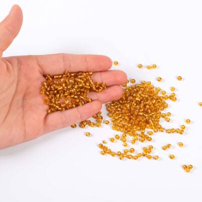 50 Gram, Büyük Boy Kum Boncuğu, 4 mm, Takı Yapım Boncuğu, Şeffaf Açık Kahve Renk, B04 - 4