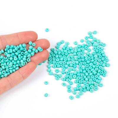 50 Gram, Büyük Boy Kum Boncuğu, 4 mm, Takı Yapım Boncuğu, Yeşil-Turkuaz Renk, B09 - 4