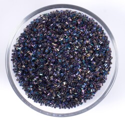 50 Gram, Cam Kesme Boncuk, Takı Yapım Boncuğu, Kesme Kum Boncuk, Janjanlı Açık Hematit Renk - 1