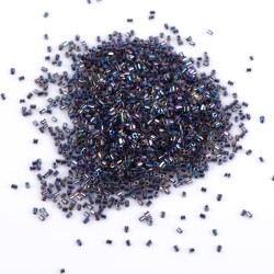 50 Gram, Cam Kesme Boncuk, Takı Yapım Boncuğu, Kesme Kum Boncuk, Janjanlı Açık Hematit Renk - 3
