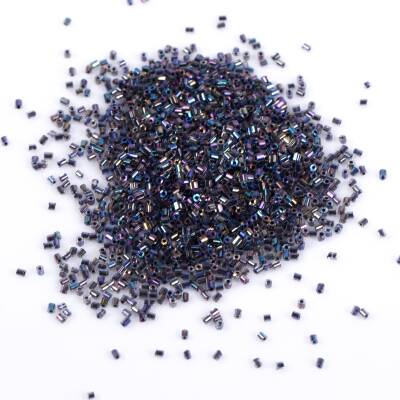 50 Gram, Cam Kesme Boncuk, Takı Yapım Boncuğu, Kesme Kum Boncuk, Janjanlı Açık Hematit Renk - 3