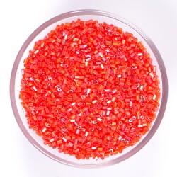 50 Gram, Cam Kesme Boncuk, Takı Yapım Boncuğu, Kesme Kum Boncuk, Janjanlı Nar Çiçeği Renk - 1