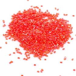 50 Gram, Cam Kesme Boncuk, Takı Yapım Boncuğu, Kesme Kum Boncuk, Janjanlı Nar Çiçeği Renk - 3