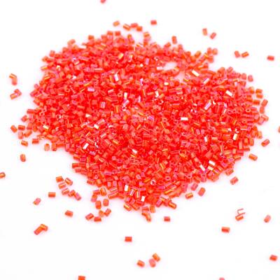 50 Gram, Cam Kesme Boncuk, Takı Yapım Boncuğu, Kesme Kum Boncuk, Janjanlı Nar Çiçeği Renk - 3