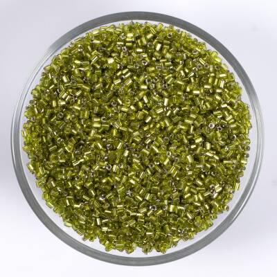 50 Gram, Cam Kesme Boncuk, Takı Yapım Boncuğu, Kesme Kum Boncuk, Parlak Fıstık Yeşil Renk - 1