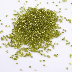 50 Gram, Cam Kesme Boncuk, Takı Yapım Boncuğu, Kesme Kum Boncuk, Parlak Fıstık Yeşil Renk - 3