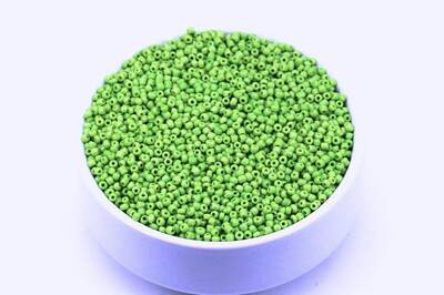 50 Gram, Küçük Boy Kum Boncuğu, 1.5 mm, Takı Yapım Boncuğu, Parlak Fıstık Yeşil Renk, K42 - 1