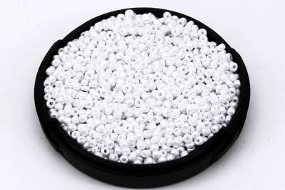 50 Gram, Küçük Boy Kum Boncuğu, 1.5 mm, Takı Yapım Boncuğu, Parlak İnci Beyaz Renk, K59 - 1