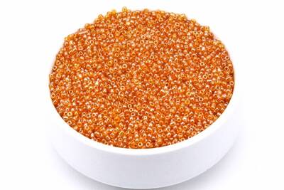 50 Gram, Küçük Boy Kum Boncuğu, 1.5 Mm, Takı Yapım Boncuğu, Parlak Şeffaf Açık Turuncu Renk, K3 - 1