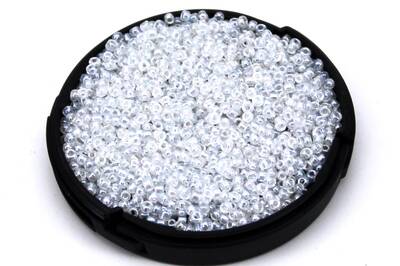 50 Gram, Küçük Boy Kum Boncuğu, 1.5 mm, Takı Yapım Boncuğu, Parlak Şeffaf Beyaz Renk, K56 - 1