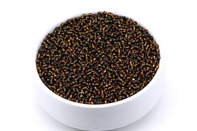 50 Gram, Küçük Boy Kum Boncuğu, 1.5 mm, Takı Yapım Boncuğu, Parlak Şeffaf Kahve Renk, K13 - 1