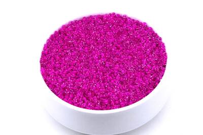 50 Gram, Küçük Boy Kum Boncuğu, 1.5 mm, Takı Yapım Boncuğu, Parlak Şeffaf Koyu Pembe Renk, K30 - 1