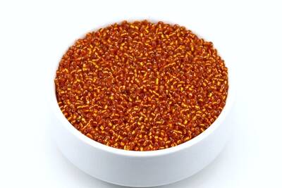 50 Gram, Küçük Boy Kum Boncuğu, 1.5 mm, Takı Yapım Boncuğu, Parlak Şeffaf Turuncu Renk, K14 - 1