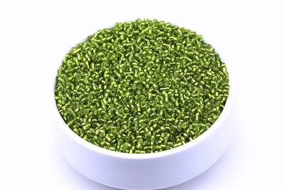 50 Gram, Küçük Boy Kum Boncuğu, 1.5 mm, Takı Yapım Boncuğu, Parlak Şeffaf Yeşil Renk, K33 - 1