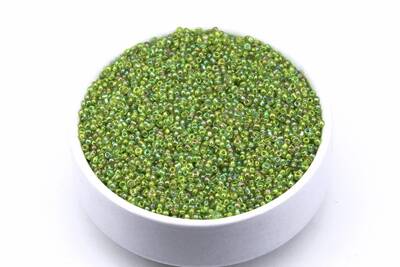 50 Gram, Küçük Boy Kum Boncuğu, 1.5 mm, Takı Yapım Boncuğu, Şeffaf Janjanlı Açık Yeşil Renk, K27 - 1