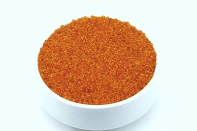 50 Gram, Küçük Boy Kum Boncuğu, 1.5 mm, Takı Yapım Boncuğu, Şeffaf Turuncu Renk, K24 - 1