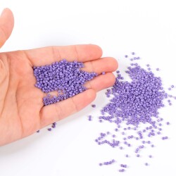50 Gram, Küçük Boy Mat Kum Boncuğu, 1.5 mm, Takı Yapım Boncuğu, Eflatun Renk, K63 - 4