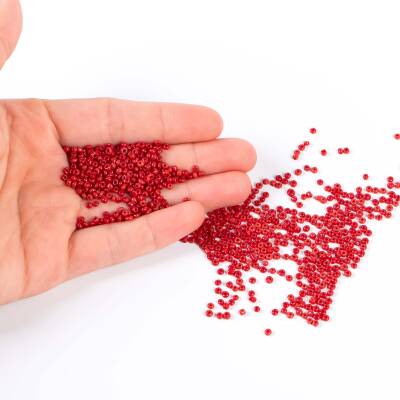 50 Gram, Küçük Boy Mat Kum Boncuğu, 1.5 mm, Takı Yapım Boncuğu, Kiremit Renk, K72 - 4