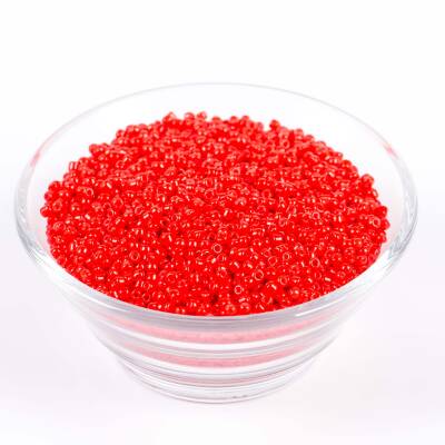 50 Gram, Küçük Boy Mat Kum Boncuğu, 1.5 mm, Takı Yapım Boncuğu, Kırmızı Renk, K67 - 2