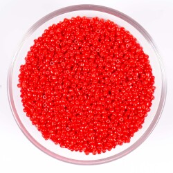 50 Gram, Küçük Boy Mat Kum Boncuğu, 1.5 mm, Takı Yapım Boncuğu, Kırmızı Renk, K67 - 1