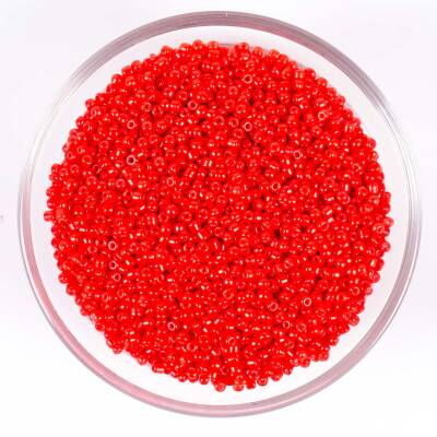 50 Gram, Küçük Boy Mat Kum Boncuğu, 1.5 mm, Takı Yapım Boncuğu, Kırmızı Renk, K67 - 1