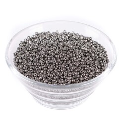 50 Gram, Küçük Boy Kum Boncuğu, 1.5 mm, Takı Yapım Boncuğu, Parlak Kaplama Gri Renk, K81 - 2