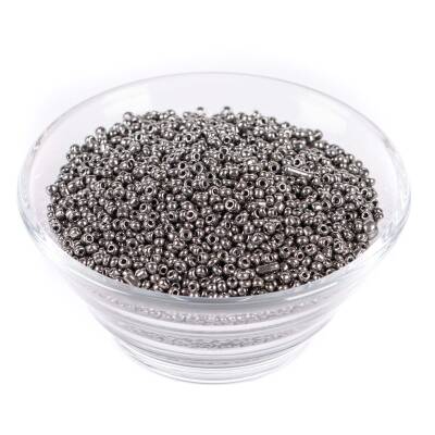 50 Gram, Küçük Boy Kum Boncuğu, 1.5 mm, Takı Yapım Boncuğu, Parlak Kaplama Gri Renk, K81 - 2