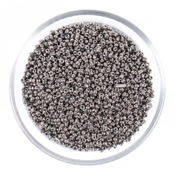 50 Gram, Küçük Boy Kum Boncuğu, 1.5 mm, Takı Yapım Boncuğu, Parlak Kaplama Gri Renk, K81 - 1