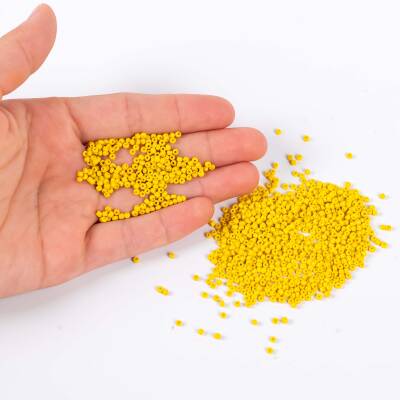 50 Gram, Küçük Boy Mat Kum Boncuğu, 1.5 mm, Takı Yapım Boncuğu, Sarı Renk, K77 - 4