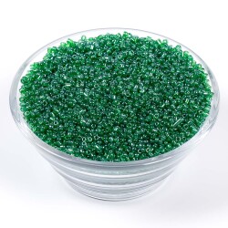 50 Gram, Küçük Boy Kum Boncuğu, 1.5 mm, Takı Yapım Boncuğu, Şeffaf Çimen Yeşil Renk, K75 - 2