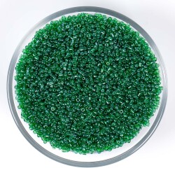 50 Gram, Küçük Boy Kum Boncuğu, 1.5 mm, Takı Yapım Boncuğu, Şeffaf Çimen Yeşil Renk, K75 - 1