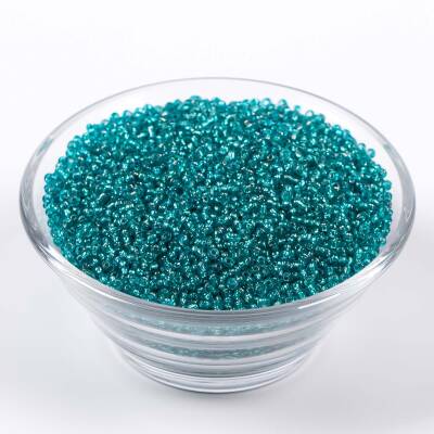 50 Gram, Küçük Boy Kum Boncuğu, 1.5 mm, Takı Yapım Boncuğu, Şeffaf Petrol Yeşil Renk, K79 - 2